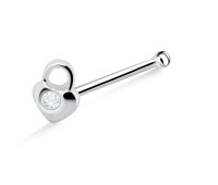 Stone Lock Heart Shaped Bone Nose Stud NSKD-353
